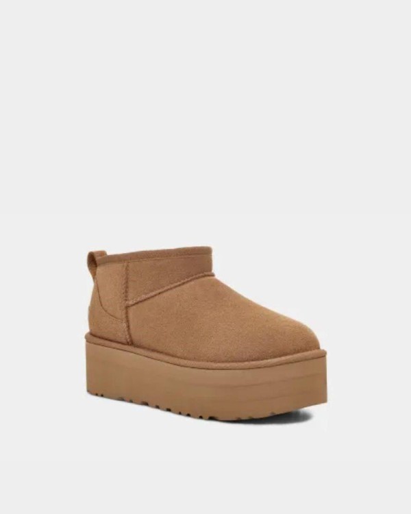 Botas australianas femininas com plataforma castanha