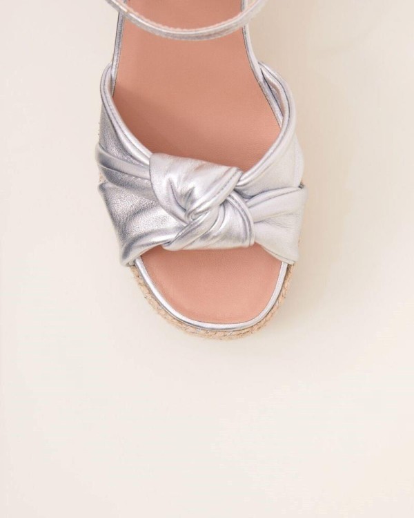 Gaimo Sandalias Abiertas Alpargatas Mujer Plata COQUE Made In Spain.