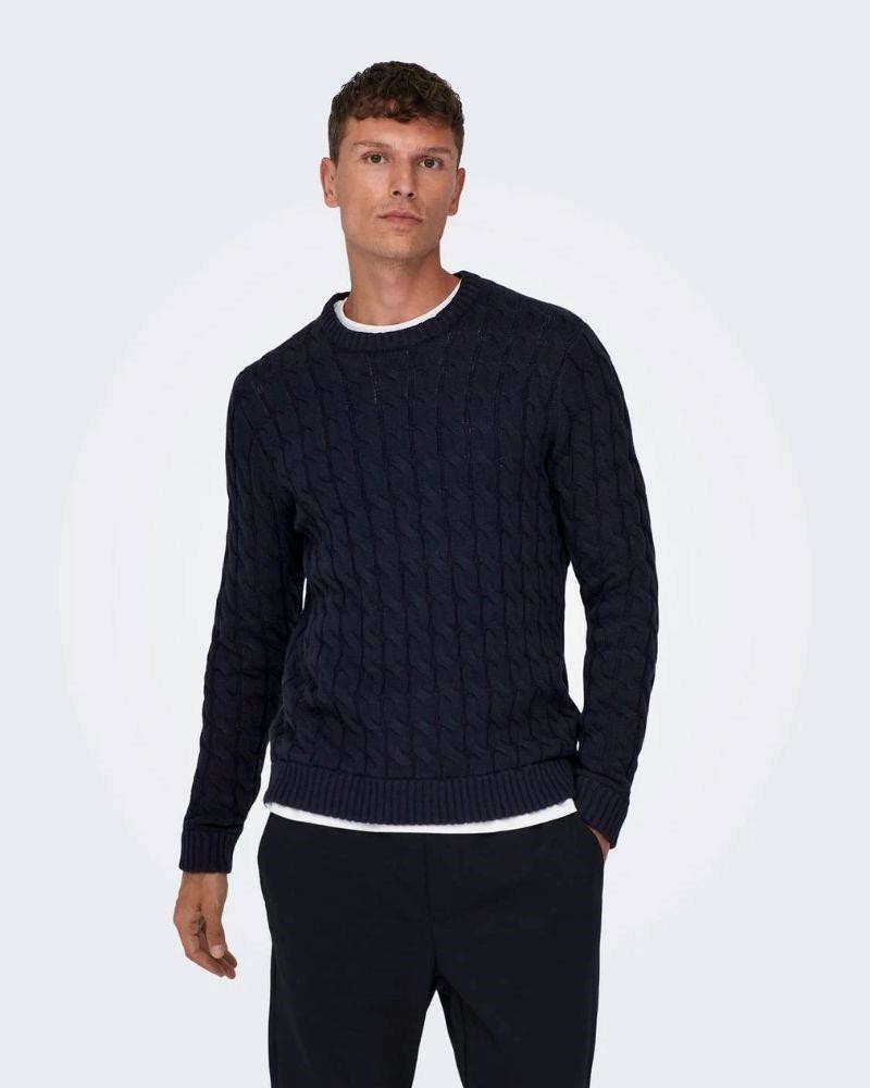 ONLY & SONS Jersey Manga larga Hombre Azul 22026504 SKICKER