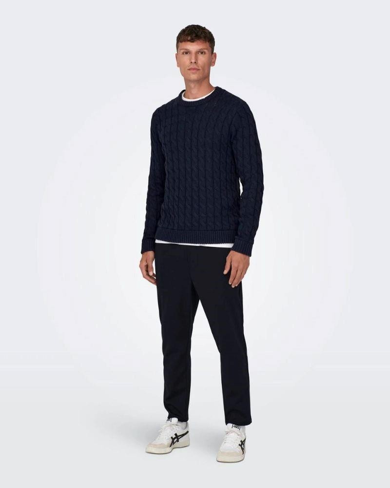ONLY & SONS Jersey Manga larga Hombre Azul 22026504 SKICKER