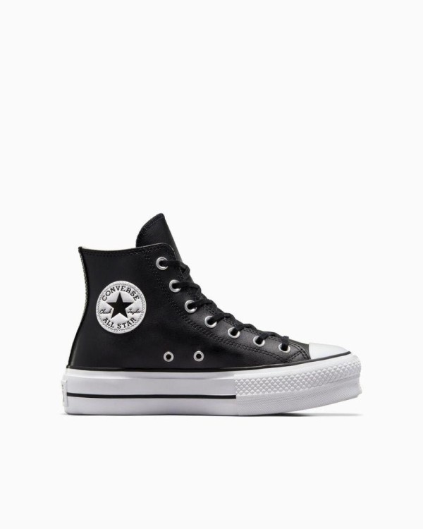Zapatillas de mujer en color negro Converse piel, modelo Chuck Taylor All Star, clásico y duradero