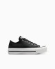 Desportivas femininas pretas Converse de pele Chuck Taylor