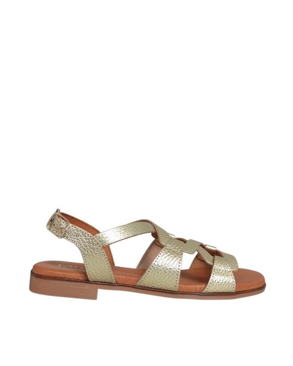 RKS sandalias planas para mujer doradas, brillantes y modernas