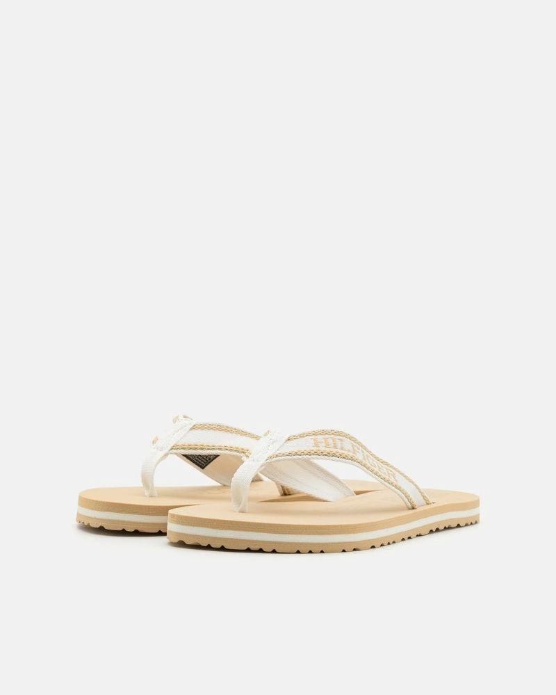 Sandalias de Dedo Chinelos Mulher TOMMY HILFIGER Bege FW0FW07905