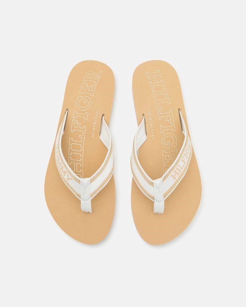 Sandalias de Dedo Chinelos Mulher TOMMY HILFIGER Bege FW0FW07905