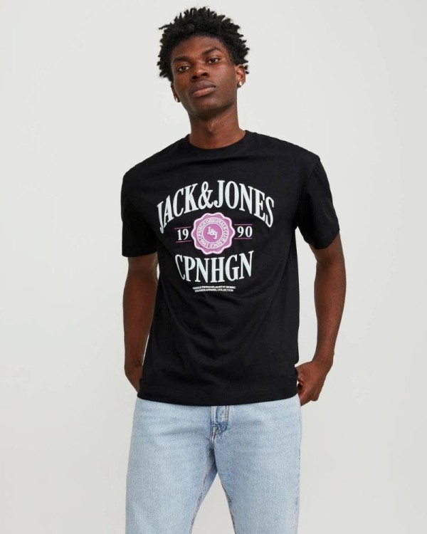 JACK AND JONES T-shirts Manga curta Homem Preto 12251899 JORLUCCA