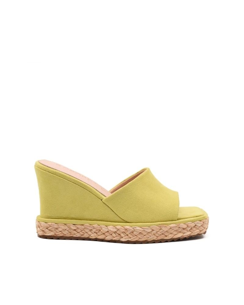 Sandalias de cuña Azarey verdes para mujer, frescas y llamativas