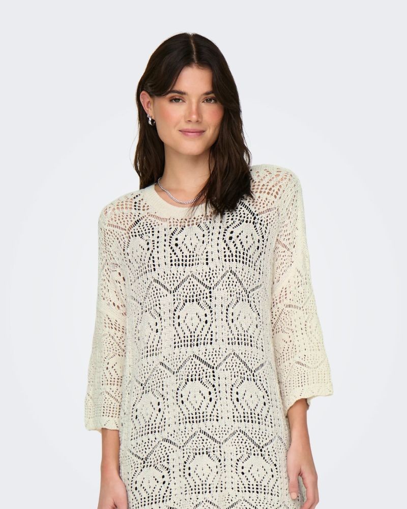 Vestidos Manga Curta Mulher ONLY Branco 15291566 BEACHIE