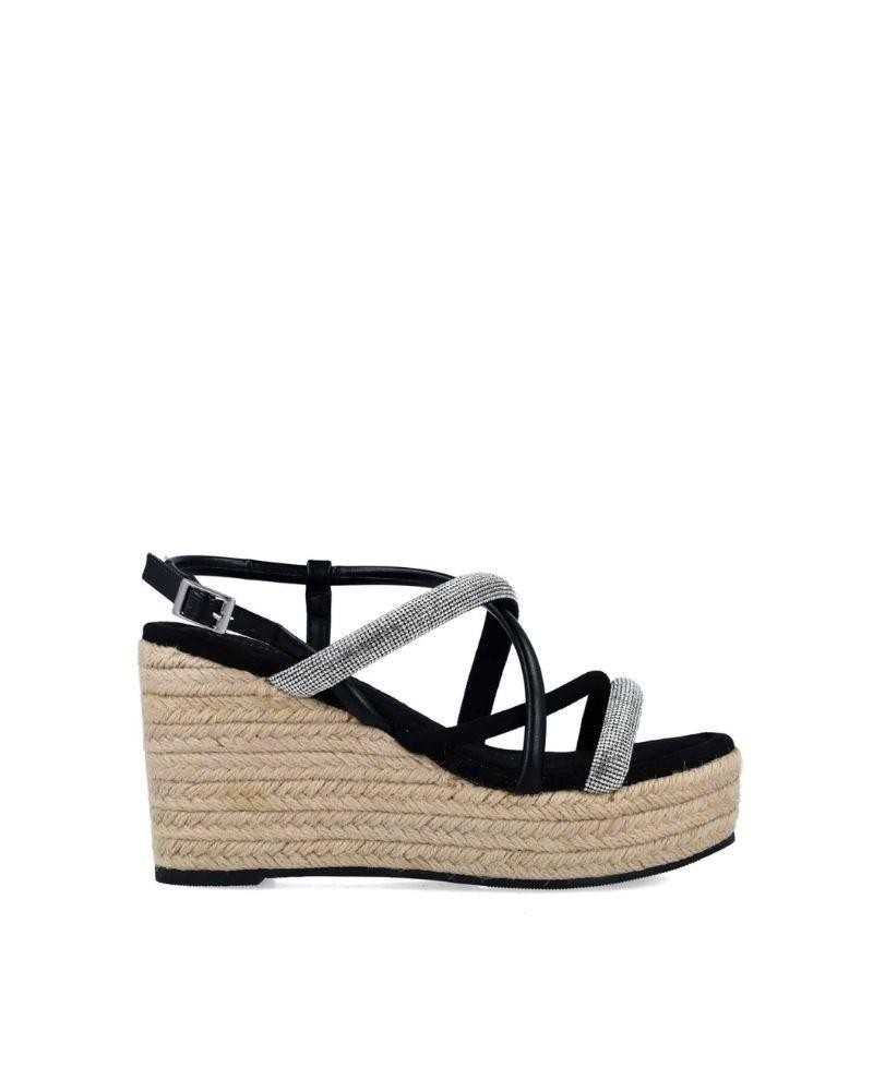 Sandalias cuña Menbur color negro para mujer, clásicas y modernas