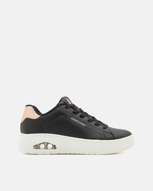 Sapatilhas baixas femininas pretas Skechers Golden Heart