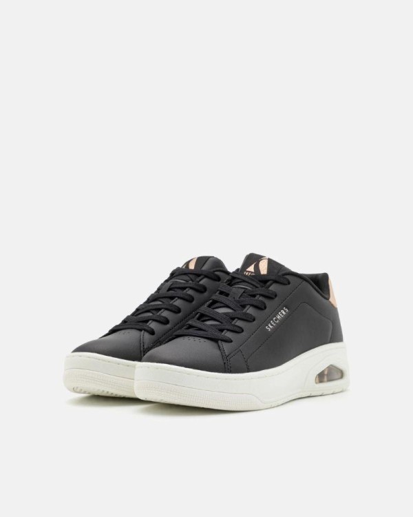 Sapatilhas baixas femininas pretas Skechers Golden Heart