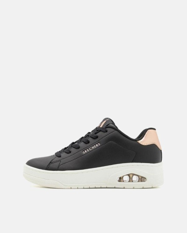 Sapatilhas baixas femininas pretas Skechers Golden Heart