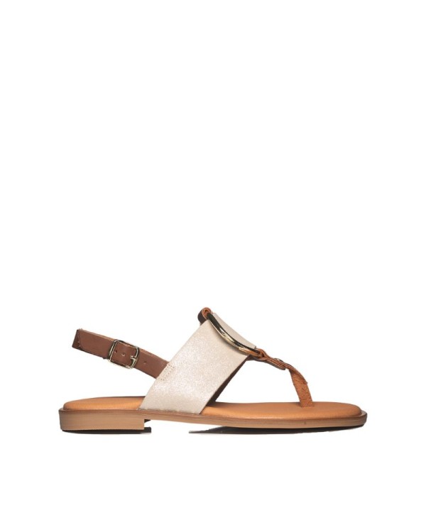 Sandalias de dedo doradas RKS, brillantes y sofisticadas