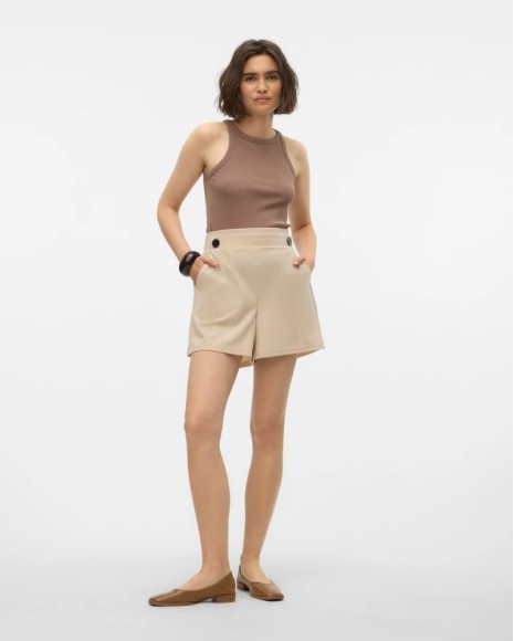 Calções VERO MODA Femininos Bege 10301724 LIVA