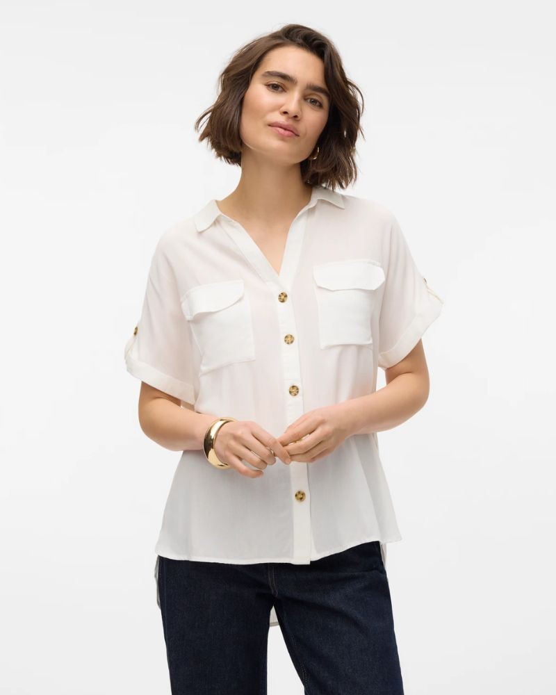 VERO MODA Camisas Mangas curtas Mulher Branco 10310139 BUMPY