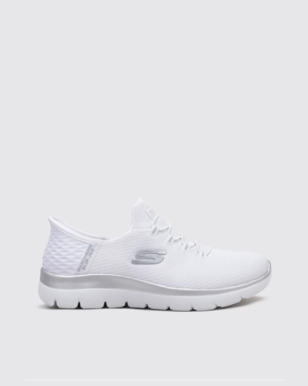 Zapatillas blancas de mujer Skechers Slip Ins Summits, diseño moderno y práctico
