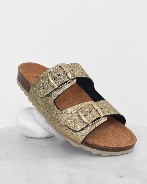  Sandalias Abiertas Mujer RKS Oro 11096