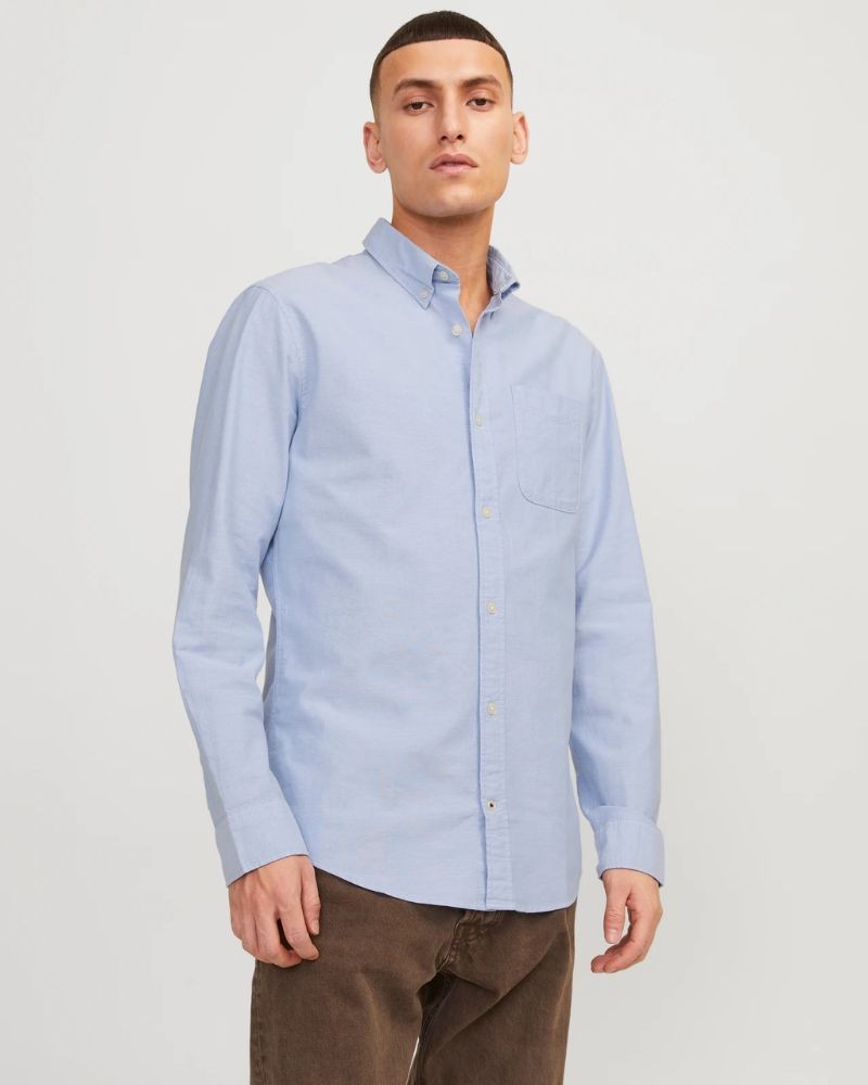 JACK AND JONES Camisas de Manga Comprida Homem Azul 12182486 OXFORD