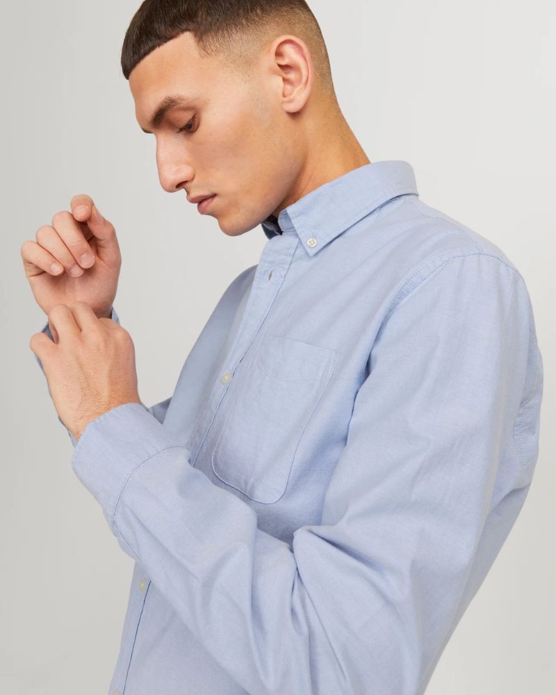 JACK AND JONES Camisas de Manga Comprida Homem Azul 12182486 OXFORD