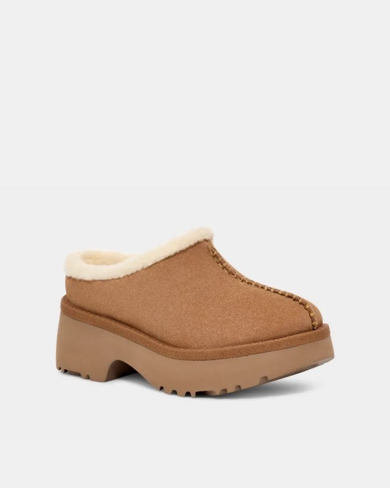 Sapatos de Pele Australianos Mulher UGG Castanho 1162510 HEIGHTS COZY CLOG