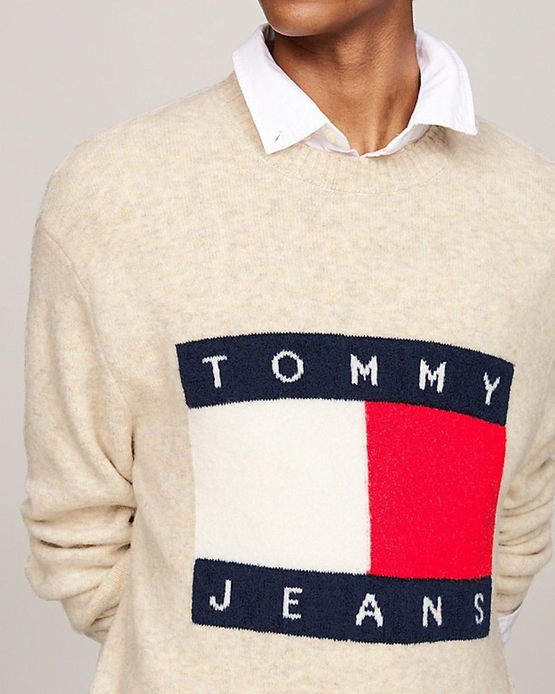 TOMMY HILFIGER Jersey Manga larga Hombre Beige DM0DM19442