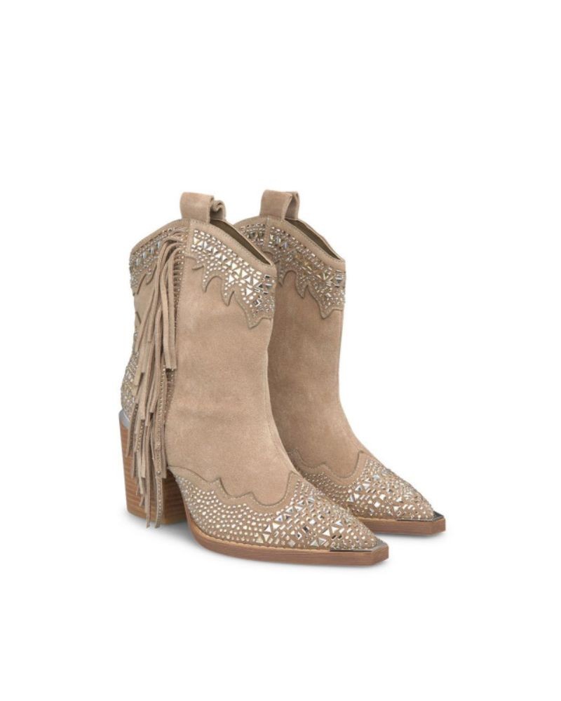 ALMA EN PENA Botines Cowboy Mujer Beige I240510