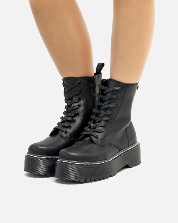 MUSTANG Botines Militares Mujer Negro 54146