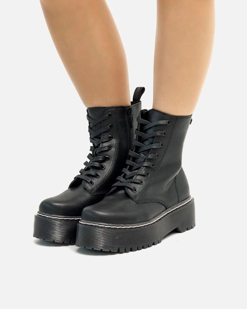 MUSTANG Botines Militares Mujer Negro 54146