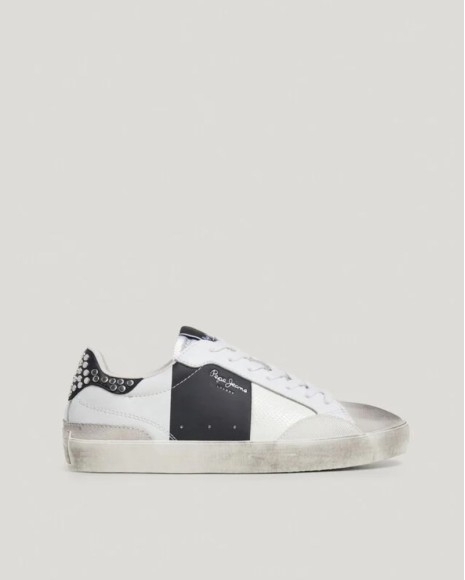 Zapatillas blancas de mujer Pepe Jeans Lane Glam, look sofisticado y casual