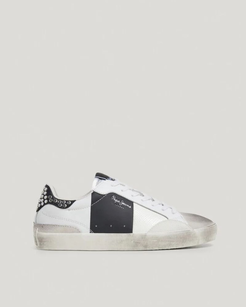 Zapatillas blancas de mujer Pepe Jeans Lane Glam, look sofisticado y casual