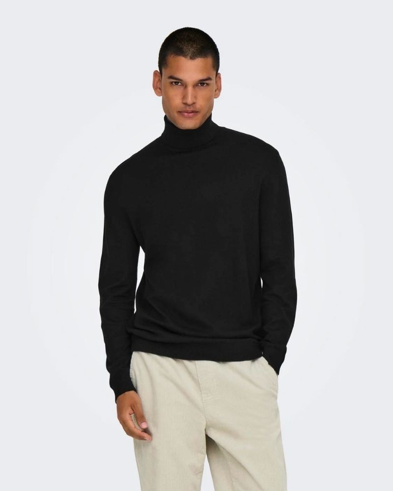 ONLY & SONS Jersey Manga larga Hombre Negro 22030071 LOUI