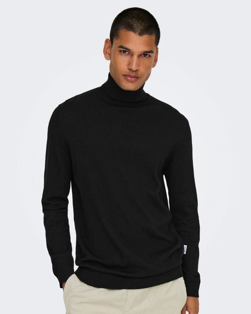 ONLY & SONS Jersey Manga larga Hombre Negro 22030071 LOUI