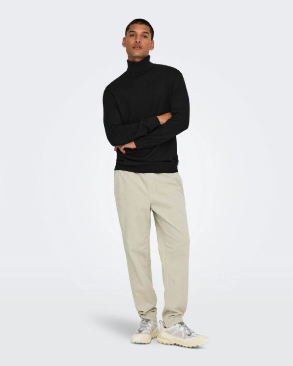 ONLY & SONS Jersey Manga larga Hombre Negro 22030071 LOUI