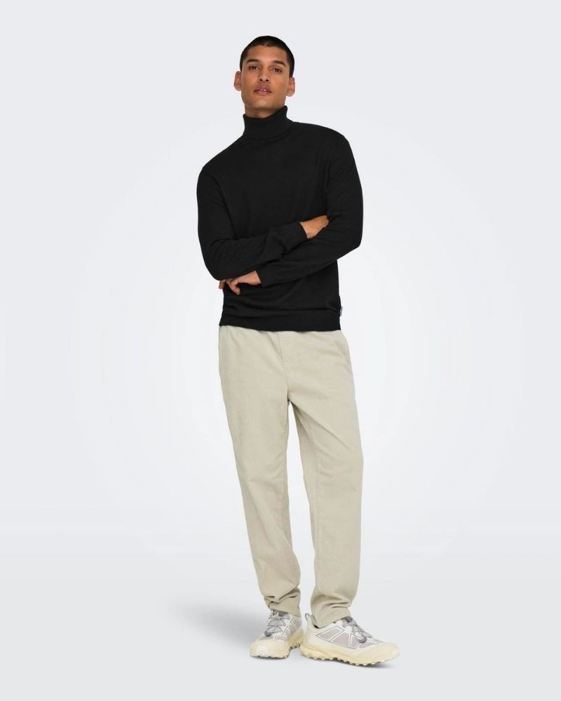 ONLY & SONS Jersey Manga larga Hombre Negro 22030071 LOUI