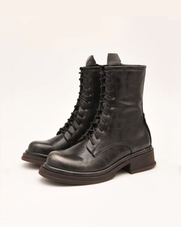 Azarey Botines Militares Mujer Gris 494H592