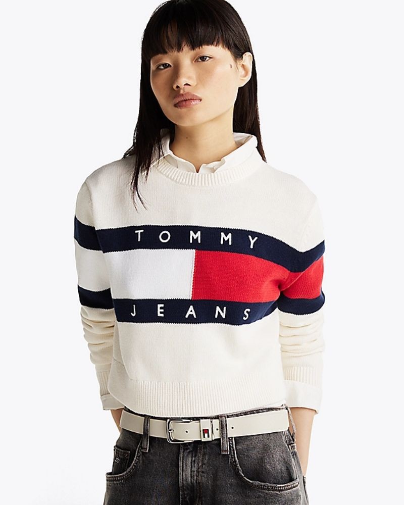  Jersey Manga larga Mujer TOMMY HILFIGER Beige DW0DW19335