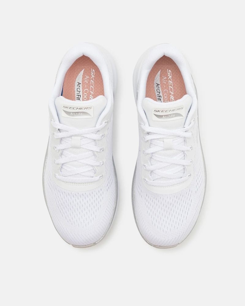 Sapatilhas Baixas Fascite Plantar Mulher SKECHERS Branco 150067 ARCH FIT 2.0 GLOW THE DISTANCE