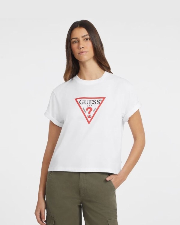 T-shirts Manga curta Mulher GUESS Branco W4YI73 K8HM0