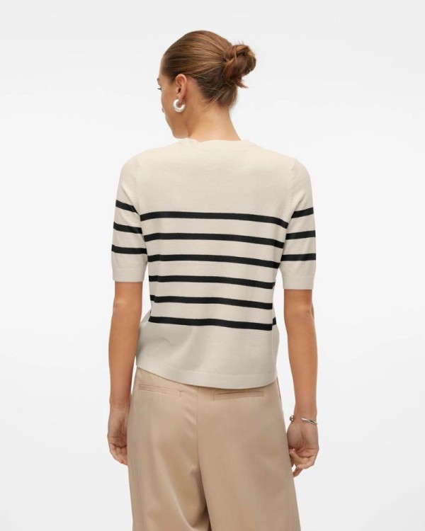Jersey Manga Curta Mulher VERO MODA Bege 10306829 SABA