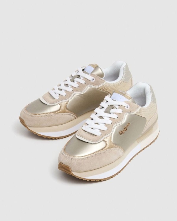 Sapatilhas Baixas Mulher PEPE JEANS Bege PLS60033 RUSPER SHINE