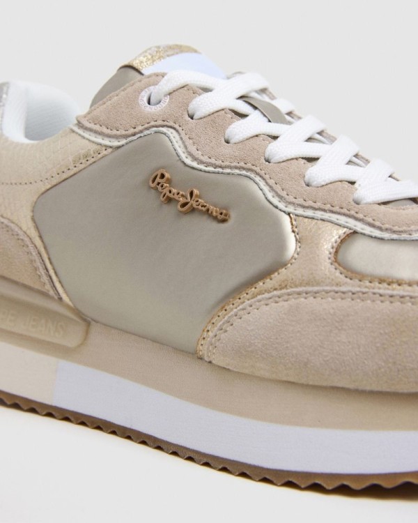 Sapatilhas Baixas Mulher PEPE JEANS Bege PLS60033 RUSPER SHINE