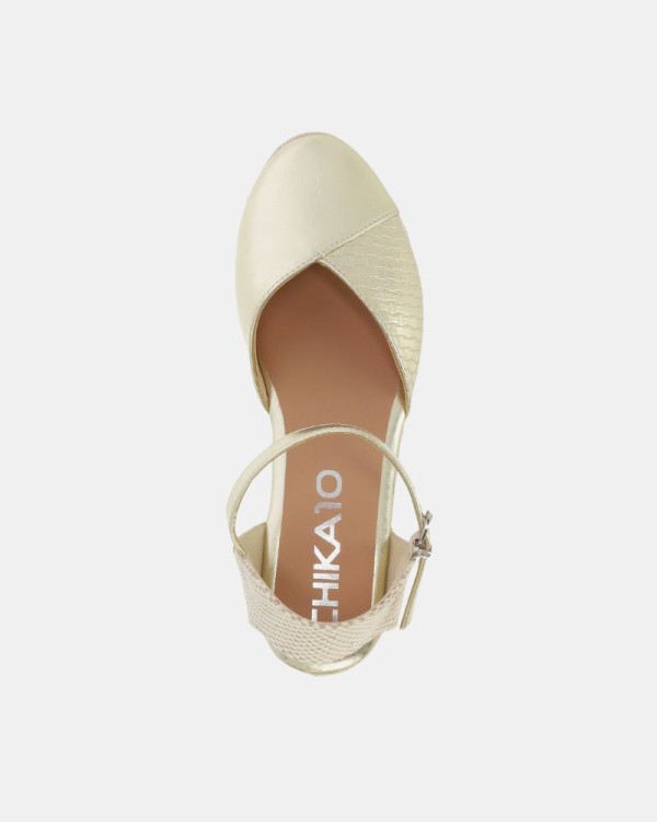  Sandalias Alpargatas Mujer CHIKA 10 Oro URSULA 04