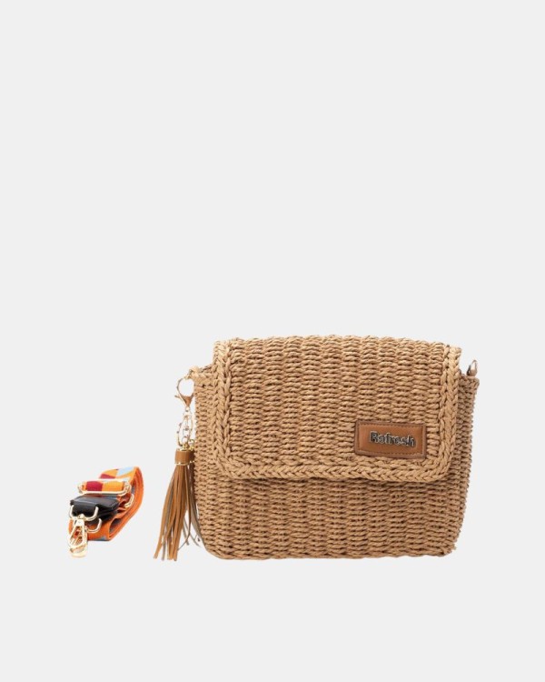 Bolsos Bandoleira de Ráfia Mulher REFRESH Taupe 183306
