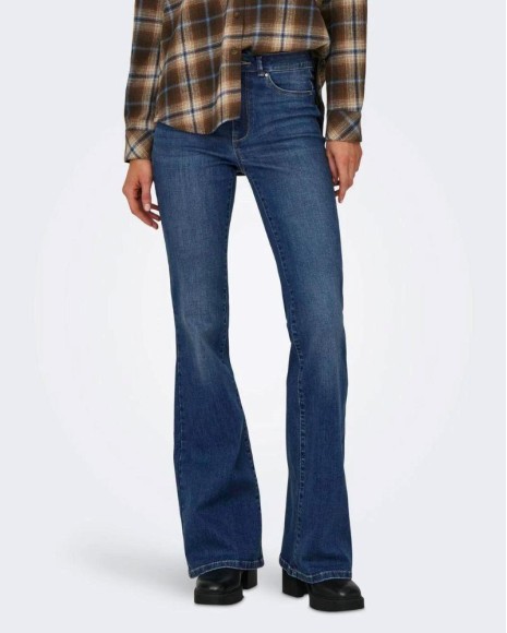 Calças Mulher ONLY Azul 15318462 ONLROSE HW RETRO FLARED