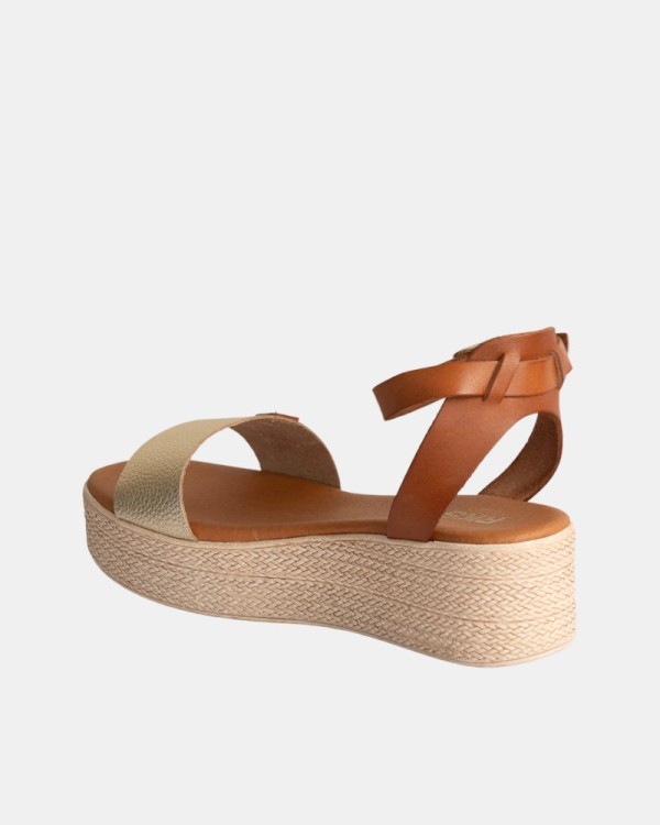  Sandalias Rafia Mujer RKS Oro 5352