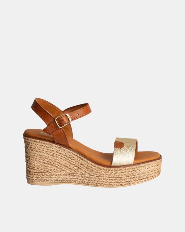  Sandalias Rafia Mujer RKS Oro 5890