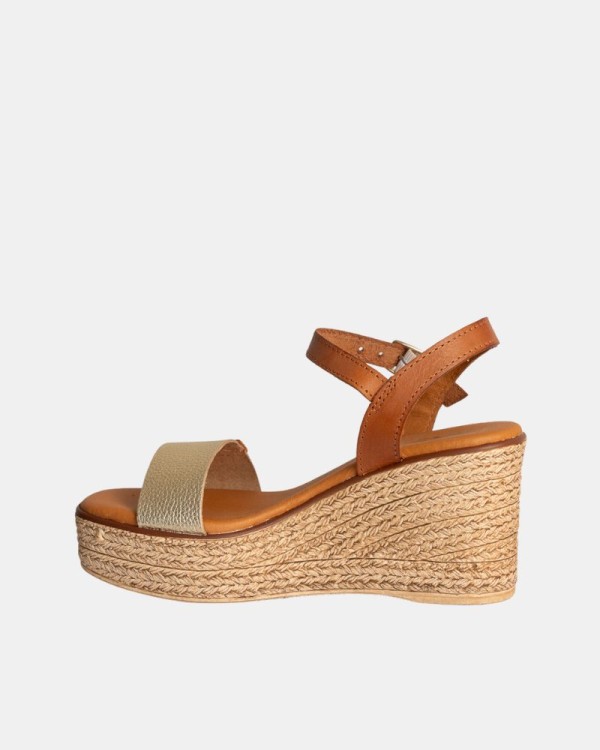  Sandalias Rafia Mujer RKS Oro 5890