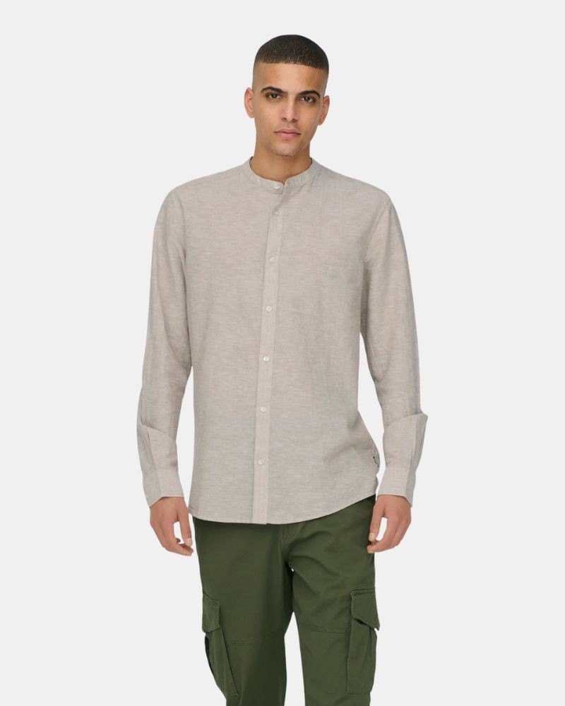 Camisas de Manga Comprida Homem ONLY & SONS Bege 22019173 CAIDEN