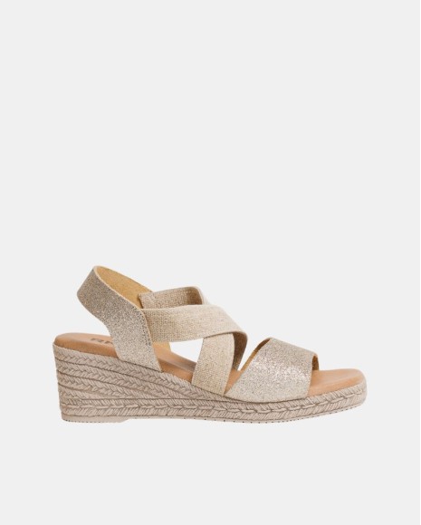 Sandalias Abertas Rafia Mulher RKS Bege 425495