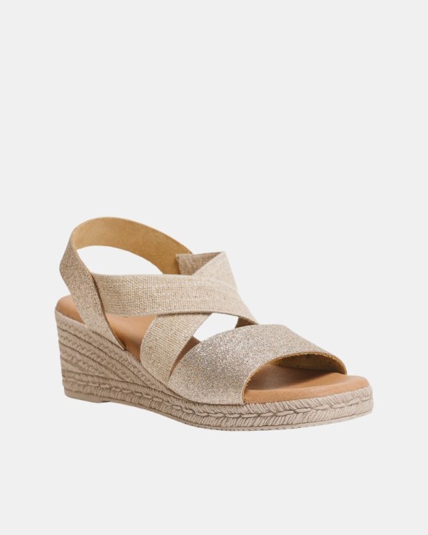  Sandalias Abiertas Rafia Mujer RKS Beige 425495